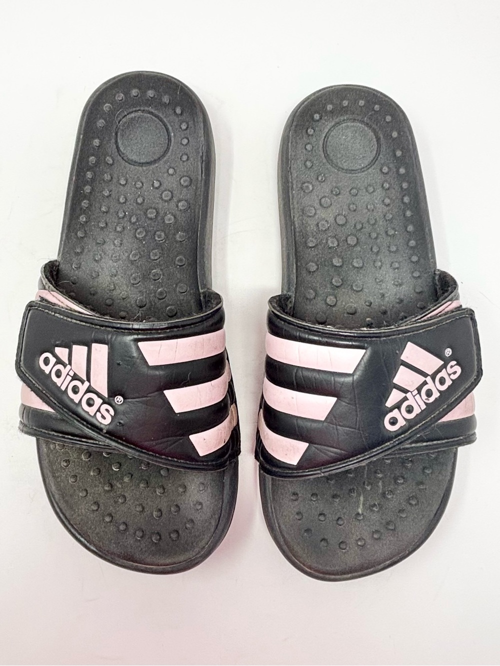 adidas Women’s Black and Light Pink Adjustable Slide Sandals size 8